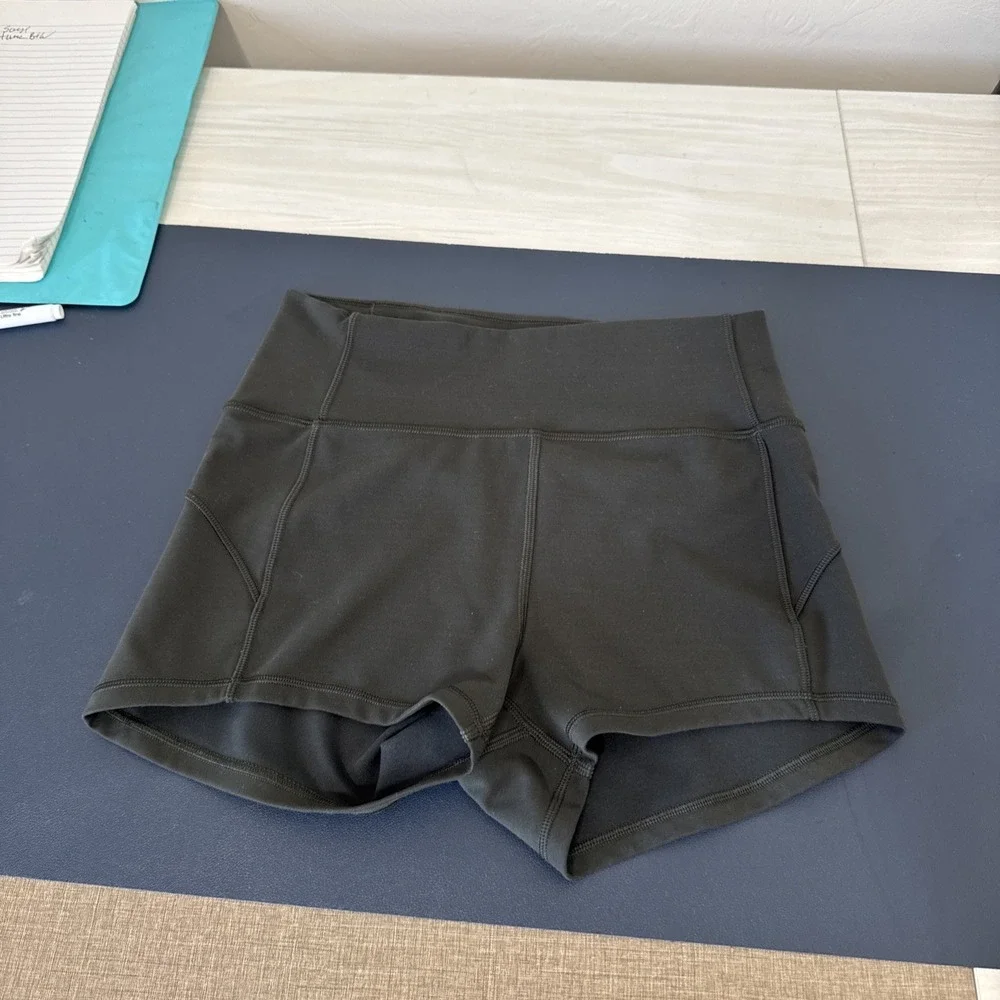 Lululemon In Movement Short Women's 6 Lululemon W7AJ8S Biker Studio Gray/Taupe